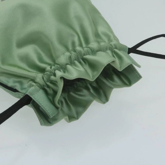 PRADA Drawstring Pouch Pouch Satin Green Auth 65661V - Picture 6 of 15